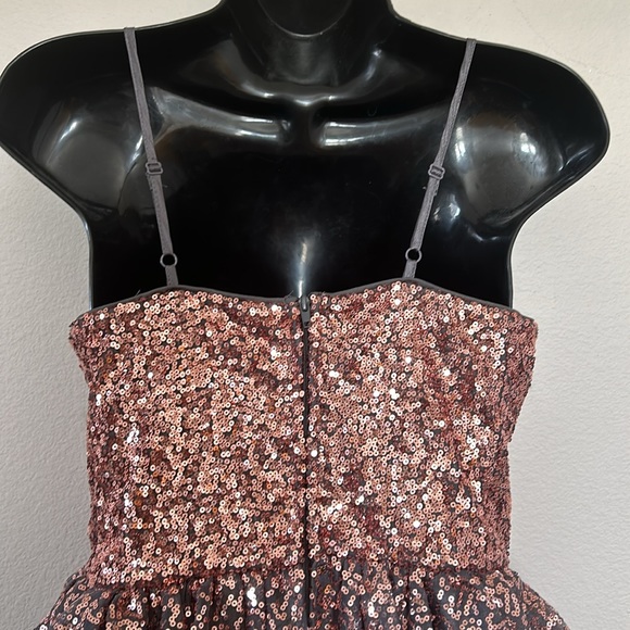 Franki by Francesca’s Rose Gold Sequin Grey Tulle Tutu Mini Dress - Picture 7 of 10